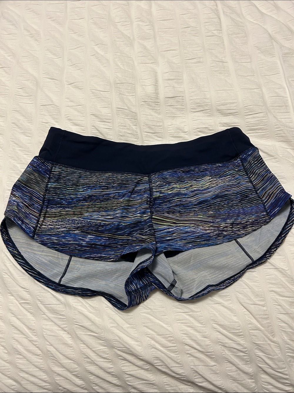 lululemon athletica Blue Multi-Pattern Athletic Shorts with Black Waistband